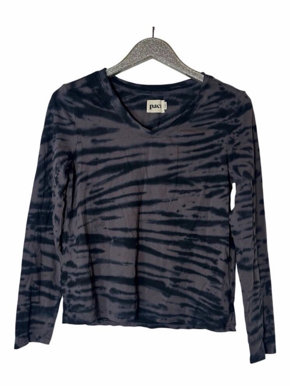 Pact Tie-Dye Long Sleeve Tee in Charcoal and Black